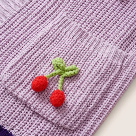 BloomChic Plus Size XL Purple Cherry Embellished Cardigan us14-16 - Picture 5 of 8